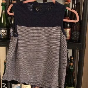 Navy blue/white stripe tank top